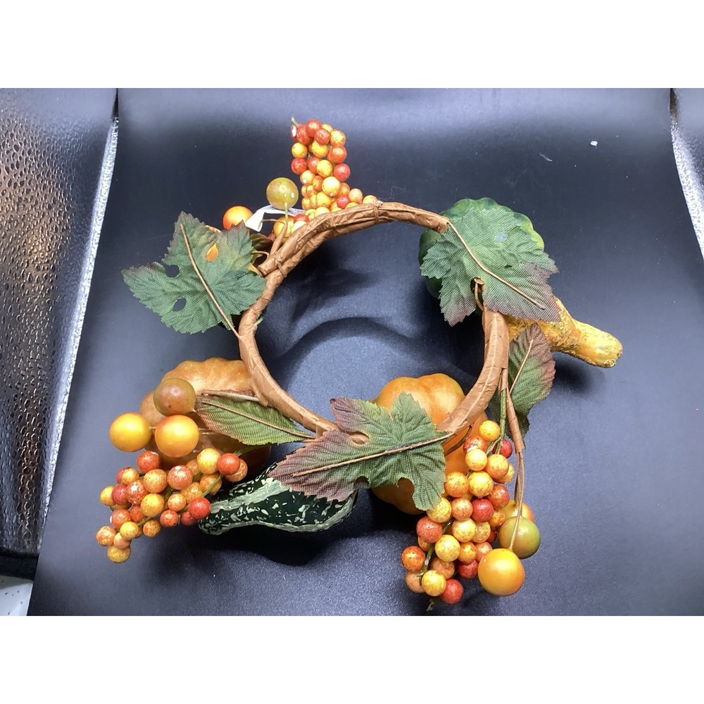 VTG‎ Pumpkin & Gourd Candle Ring Wreath 4" Ring-Fall/Thanksgiving Decor - Picture 3 of 3